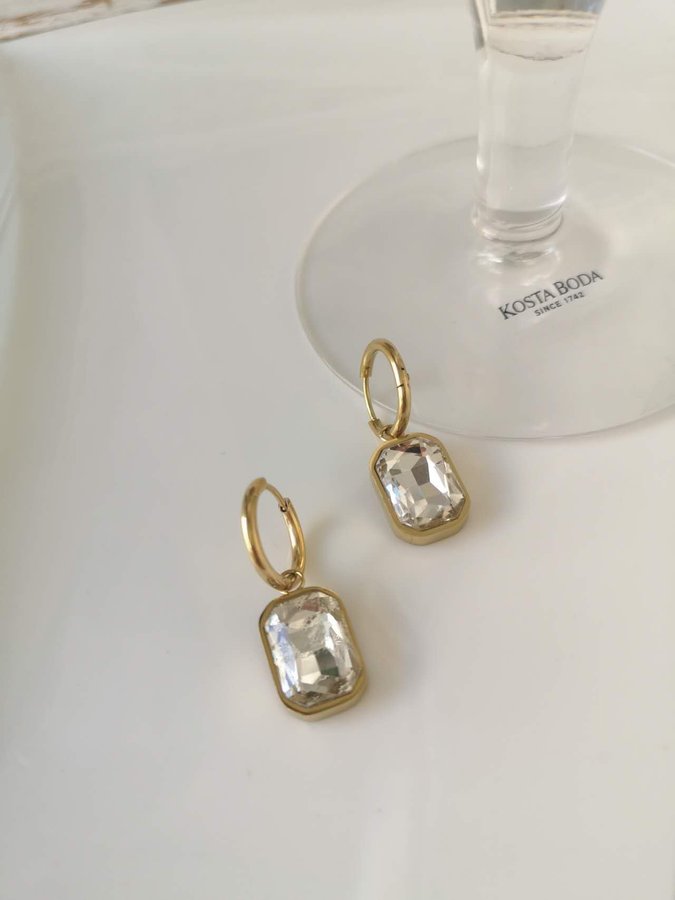Guldpläterade söta örhängen med kristaller