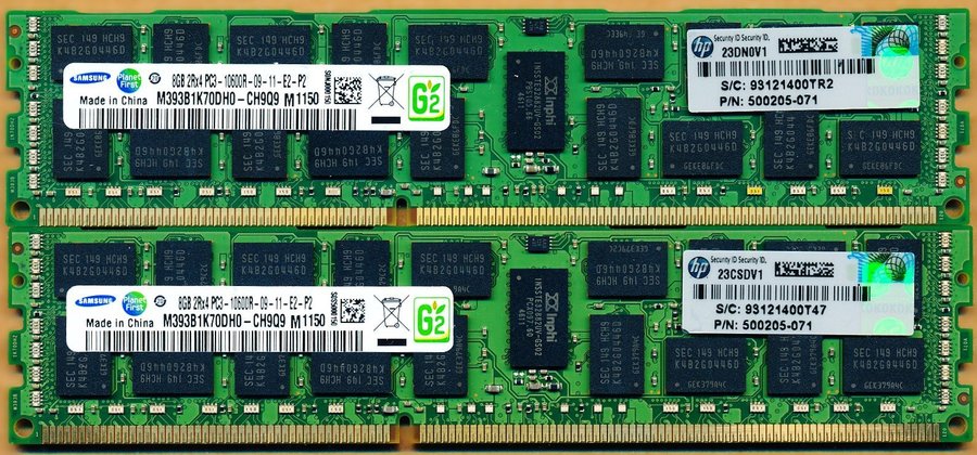 Samsung DDR3 PC3-10600R 1333 2x8GB= totalt 16GB ECC REG 2RX4 (for Server ONLY)