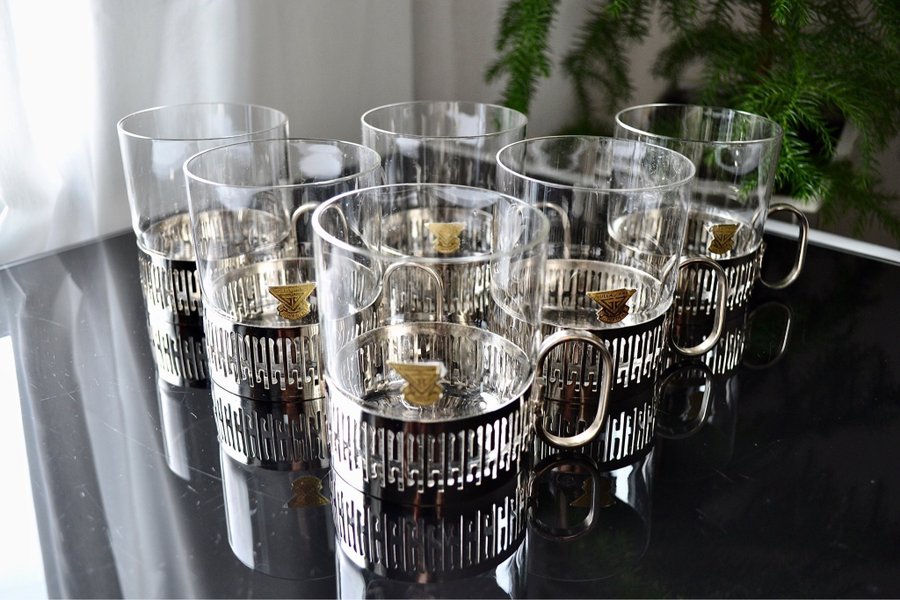 6 st IRISH COFFEE GLAS/ KAFFEGLAS - KJELL BLOMBERG GULLASKRUF glasbruk