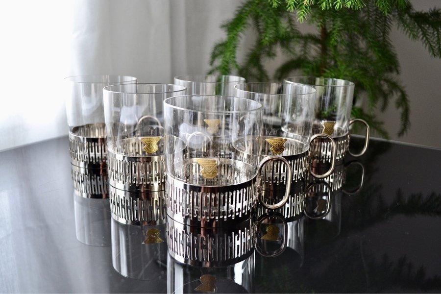 6 st IRISH COFFEE GLAS/ KAFFEGLAS - KJELL BLOMBERG GULLASKRUF glasbruk