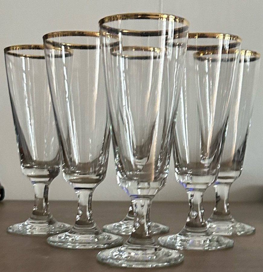 6 st gamla lyxiga vintage glas