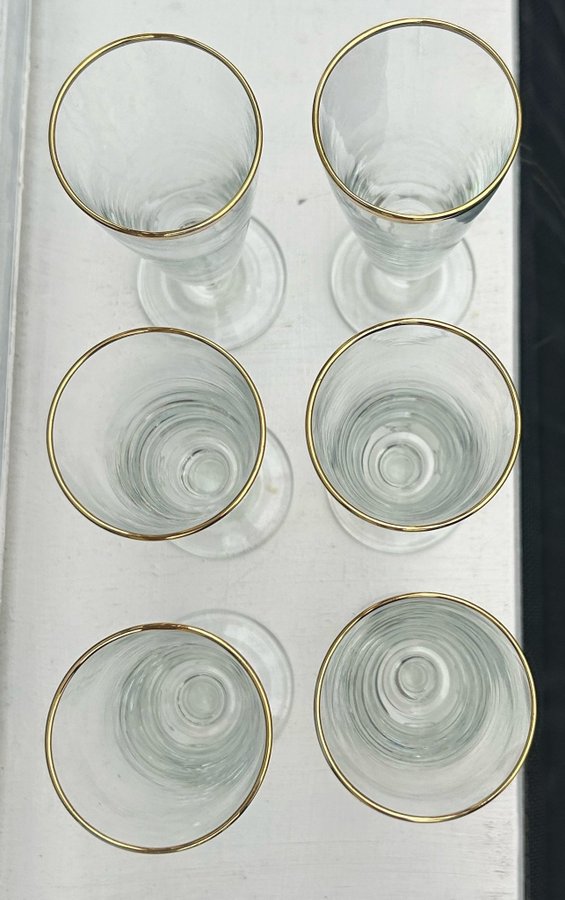 6 st gamla lyxiga vintage glas