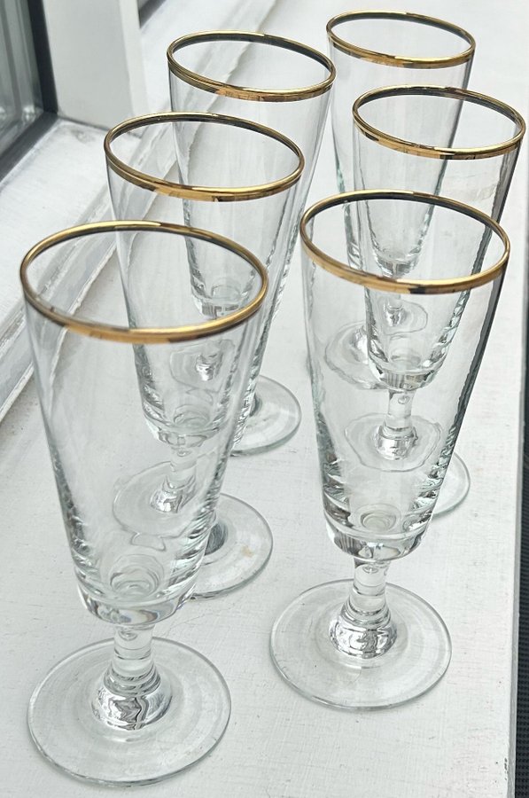 6 st gamla lyxiga vintage glas