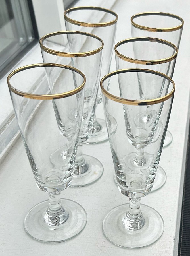 6 st gamla lyxiga vintage glas