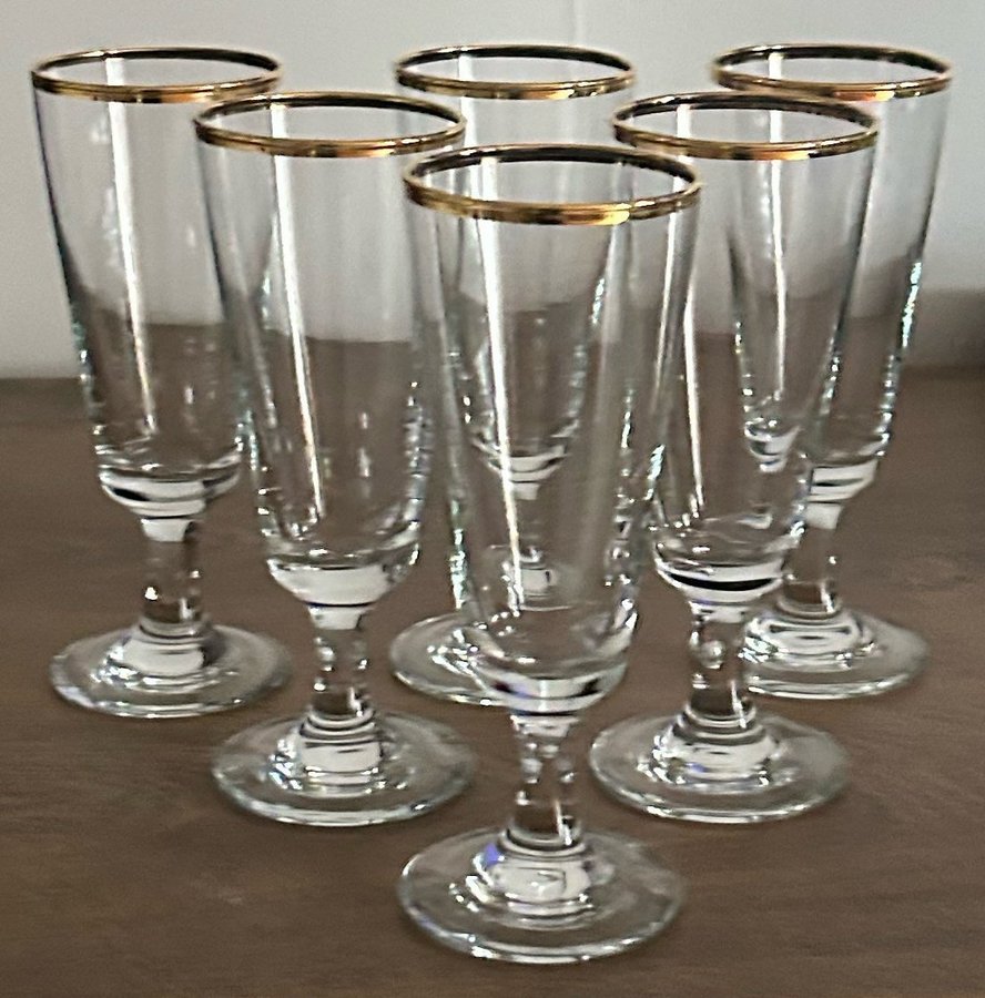 6 st gamla lyxiga vintage glas