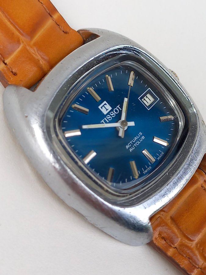 Vintage Tissot Actualis Autolub Blue Dial Manual Wind Watch