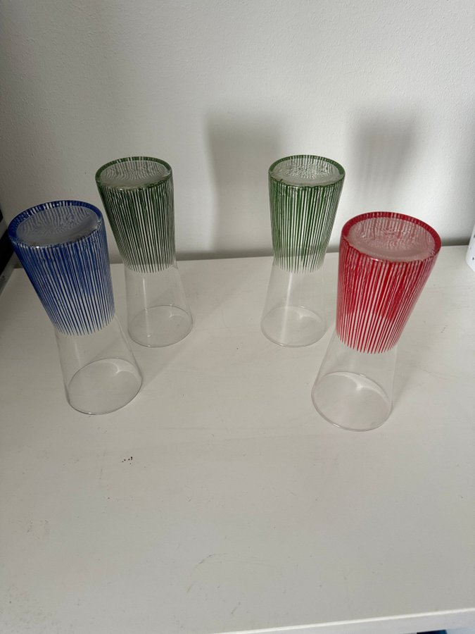 BENGT ORUP 4 st Stripe GLAS Johansfors glasbruk