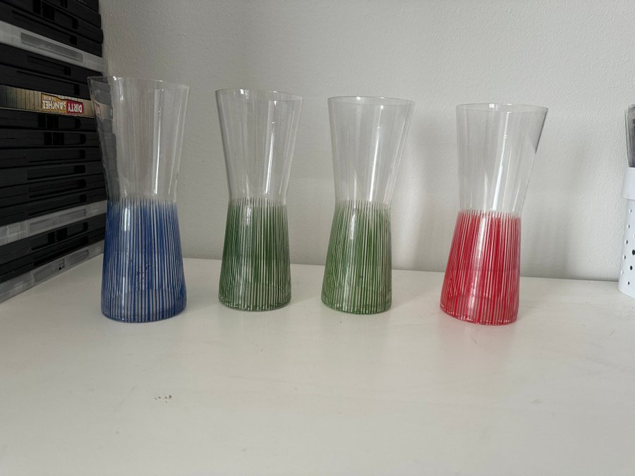 BENGT ORUP 4 st Stripe GLAS Johansfors glasbruk