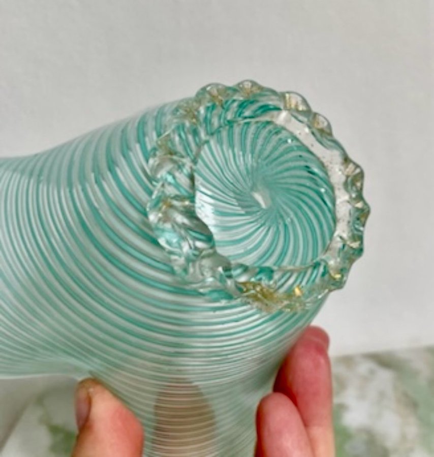 MURANO GLAS SKÅL ITALY VINTAGE RETRO SWIRL BOWL GLASS ITALIEN VENEDIG