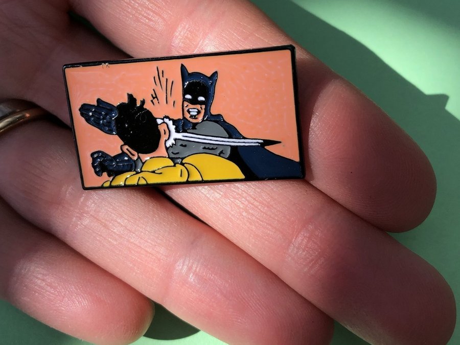 BATMAN SLAPPING ROBIN Enamel Meme Pin | My Parents Are Dead