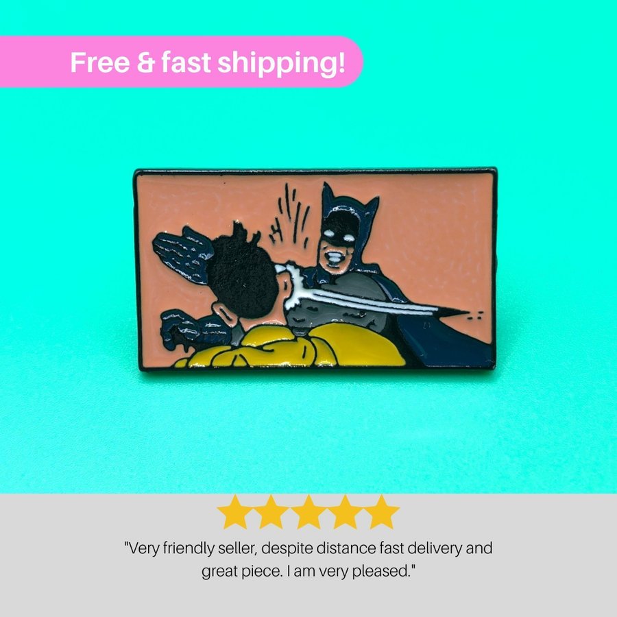 BATMAN SLAPPING ROBIN Enamel Meme Pin | My Parents Are Dead