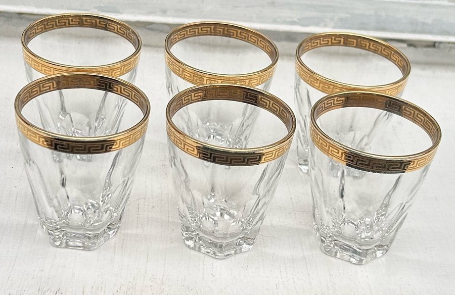 Exklusiv Samling Vintage Likörglas med Guldkant – 6 St