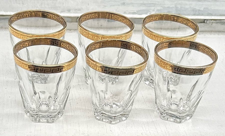 Exklusiv Samling Vintage Likörglas med Guldkant – 6 St