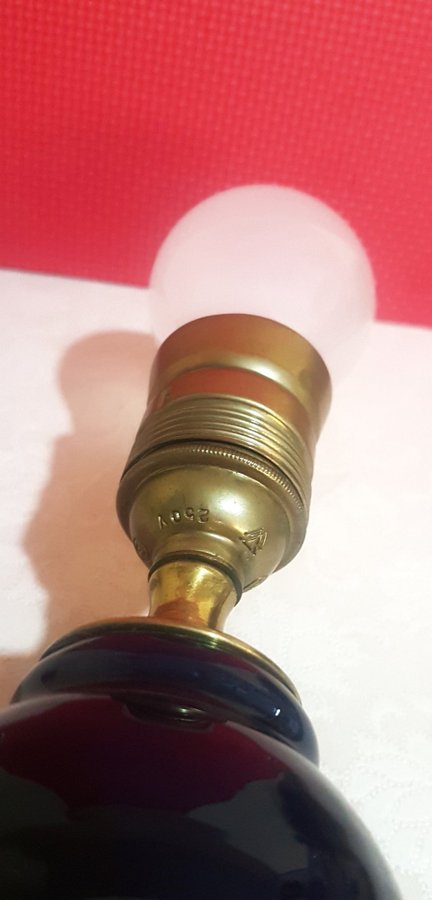 Retro Vintage ZENITH Bordslampa Mässing och Porslin kobolt fina detaljer60/70tal