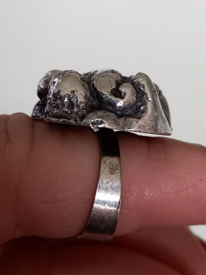 Modernist RING Martti VIIKINNIEMI Finland silver 830 stl 165 retro 1970 121 g