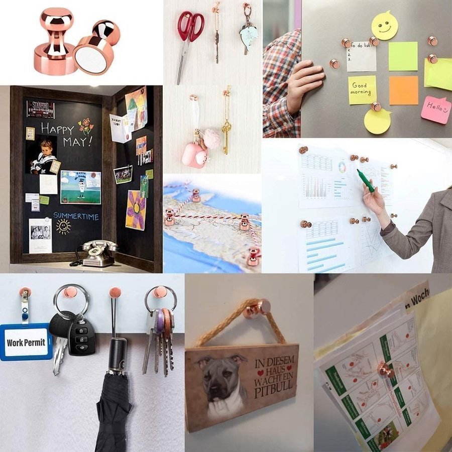 10 Pcs Magnets Whiteboard Kitchen Office Bulletin Board Lockers Copper Color