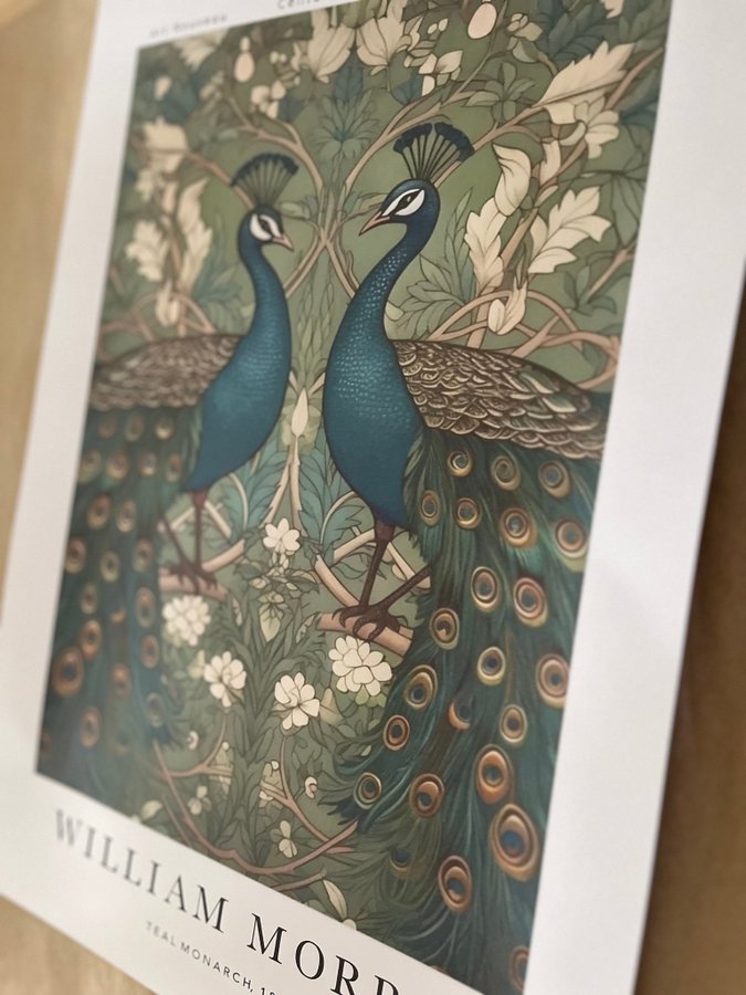 Poster A3 William Morris ”Teal Monarch nr 2”