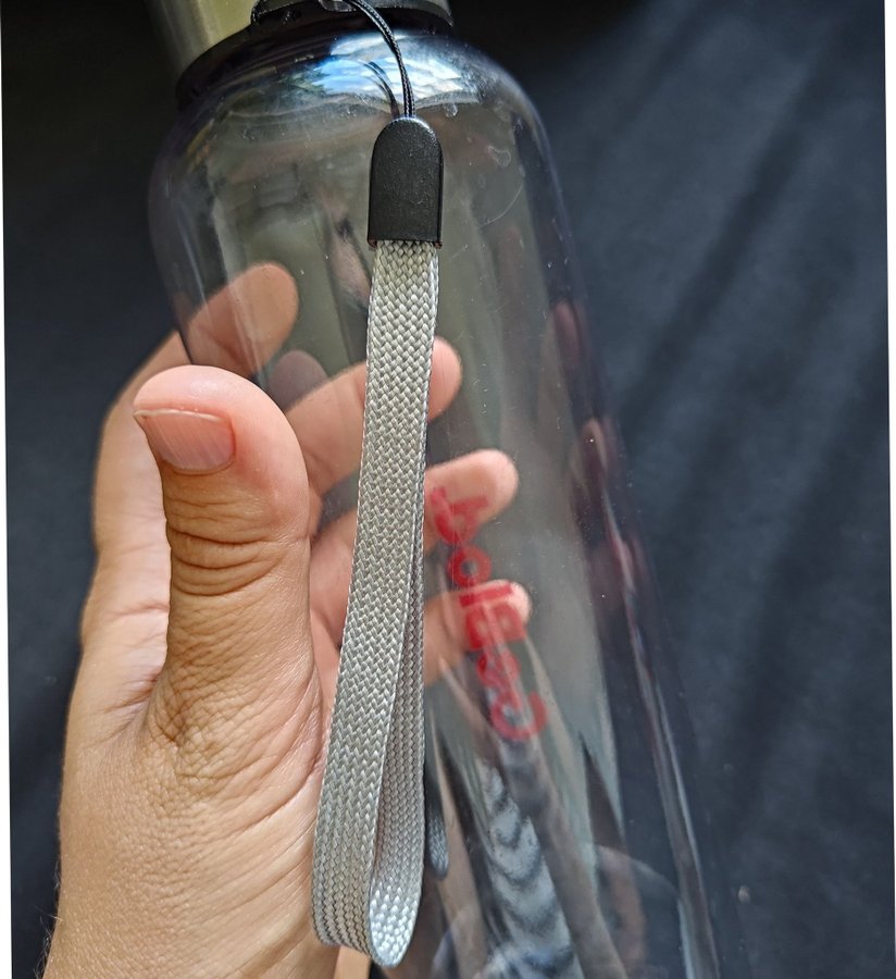 Genomskinlig vattenflaska med rem 05L- GeBlod logga