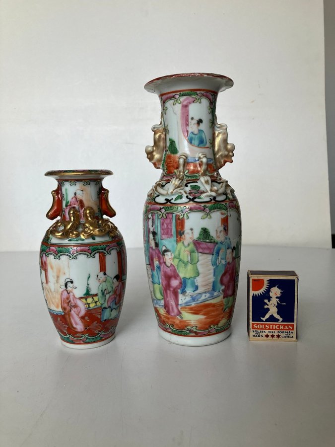 2 st gamla Kinesiska vaser