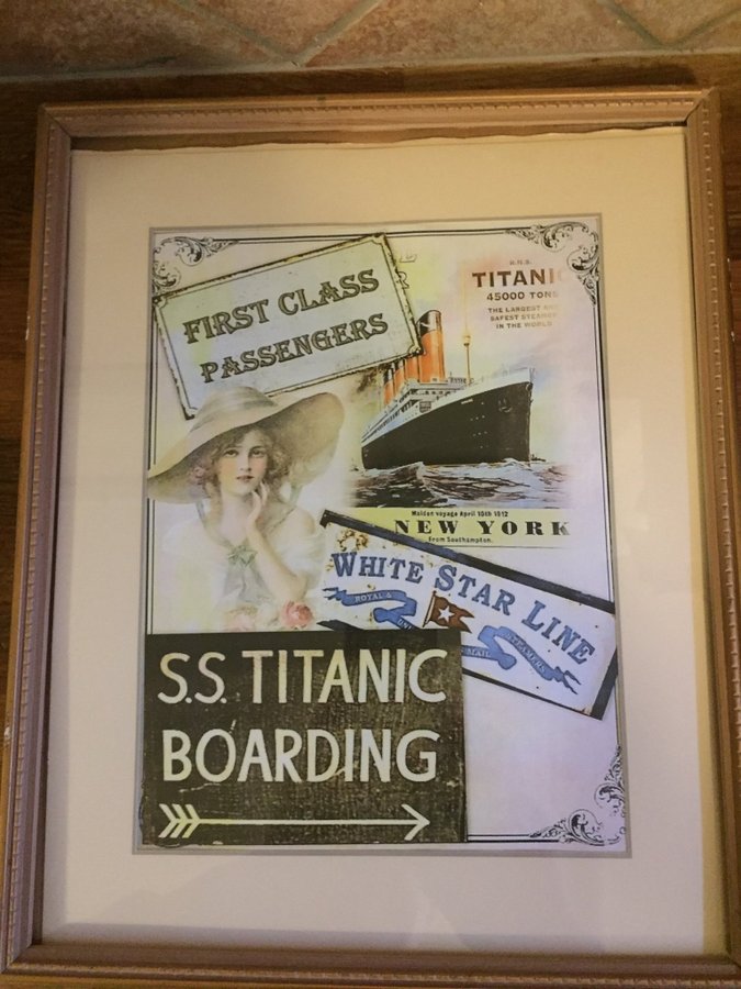Vacker gammal reklamtavla Titanic år 1912
