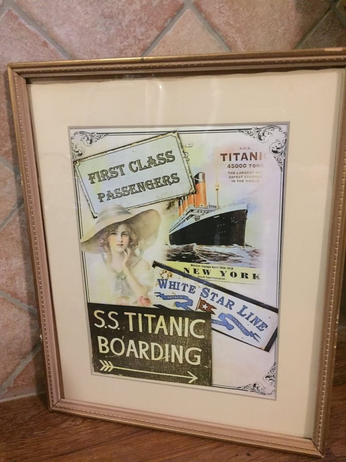 Vacker gammal reklamtavla Titanic år 1912