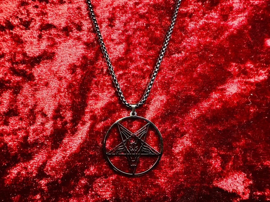 Nytt svart halsband Baphomet Pentagram Ockult Wicca stål Metal Goth Punk