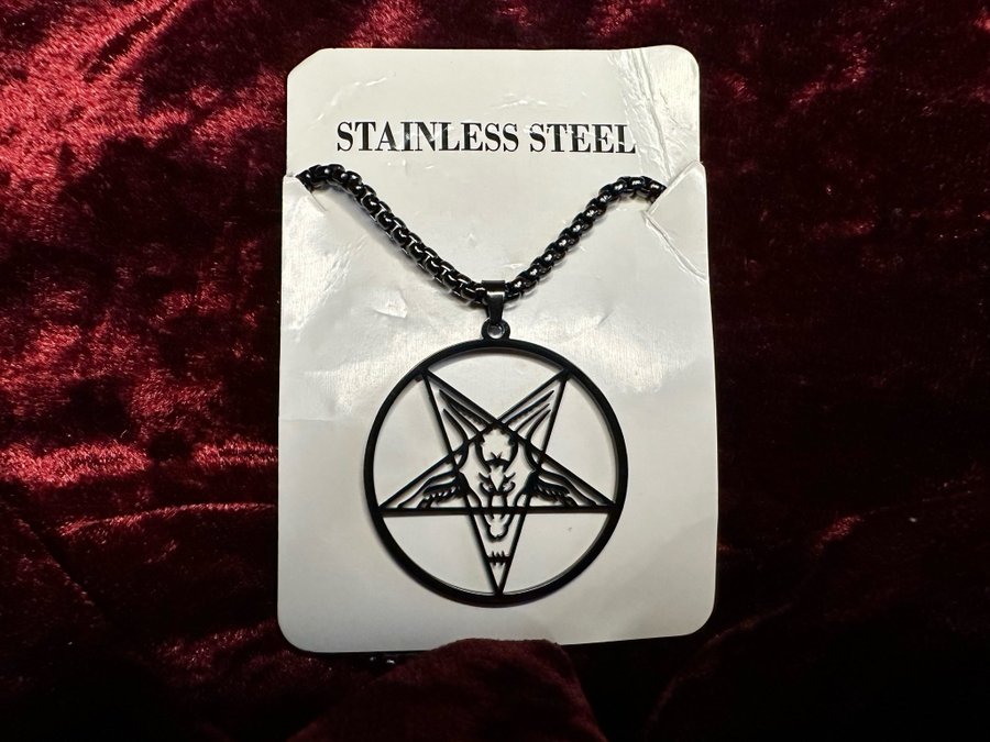 Nytt svart halsband Baphomet Pentagram Ockult Wicca stål Metal Goth Punk