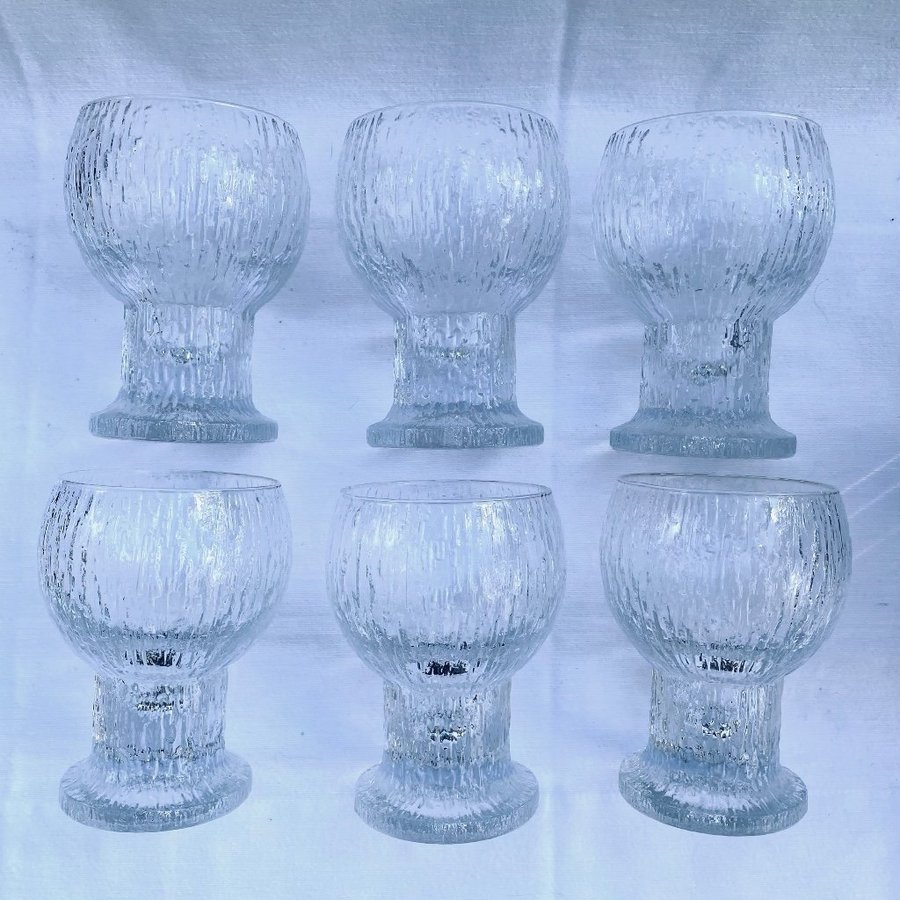 6 vinglas Iittala - Kekkerit/Timo Sarpaneva - 114 cm höga - Finland - 70/80-tal