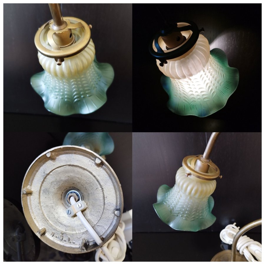 Bordslampa art deco-stil 1900-tal retro-vintgestil i glas och mässing