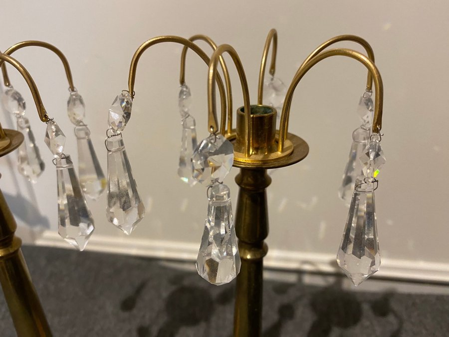Vackra 6 armade ljusmanschetter med kristaller av glas 2 stycken!