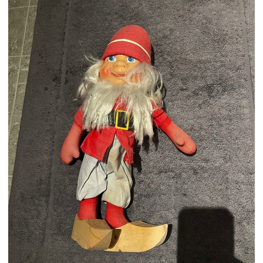 Stor gammal retro teater tomte 50cm hög tomte tyg docka