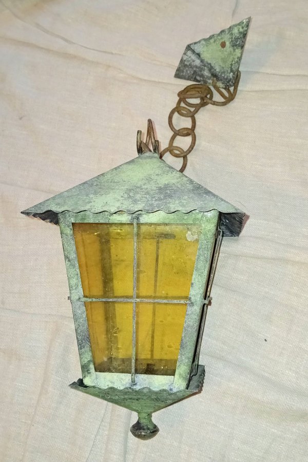 ANTIK LYKTA TAKLAMPA STALLYKTA GLAS METALL FINT SKICK VINTAGE