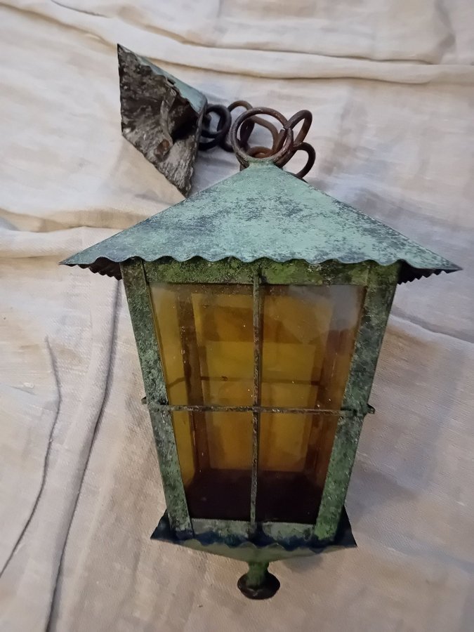 ANTIK LYKTA TAKLAMPA STALLYKTA GLAS METALL FINT SKICK VINTAGE