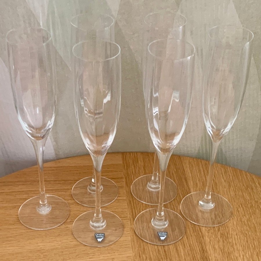 Optica Symphony 6 st Gunnar Cyrén champagneglas Orrefors vintage FINT SKICK glas