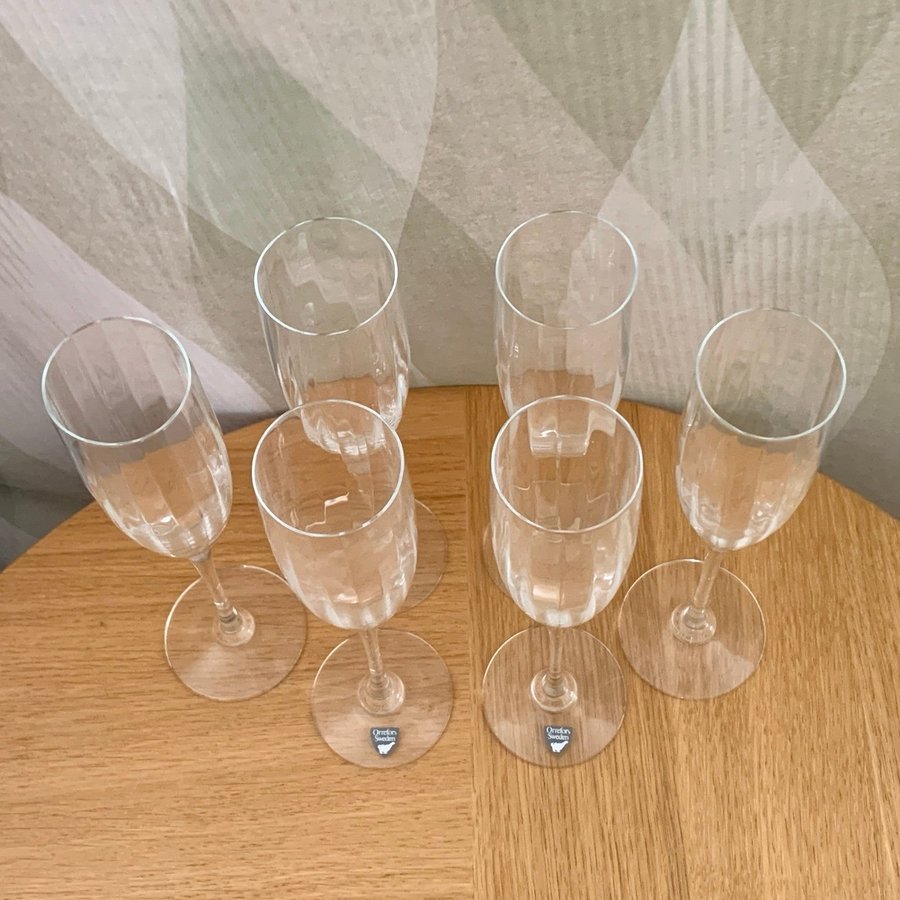 Optica Symphony 6 st Gunnar Cyrén champagneglas Orrefors vintage FINT SKICK glas