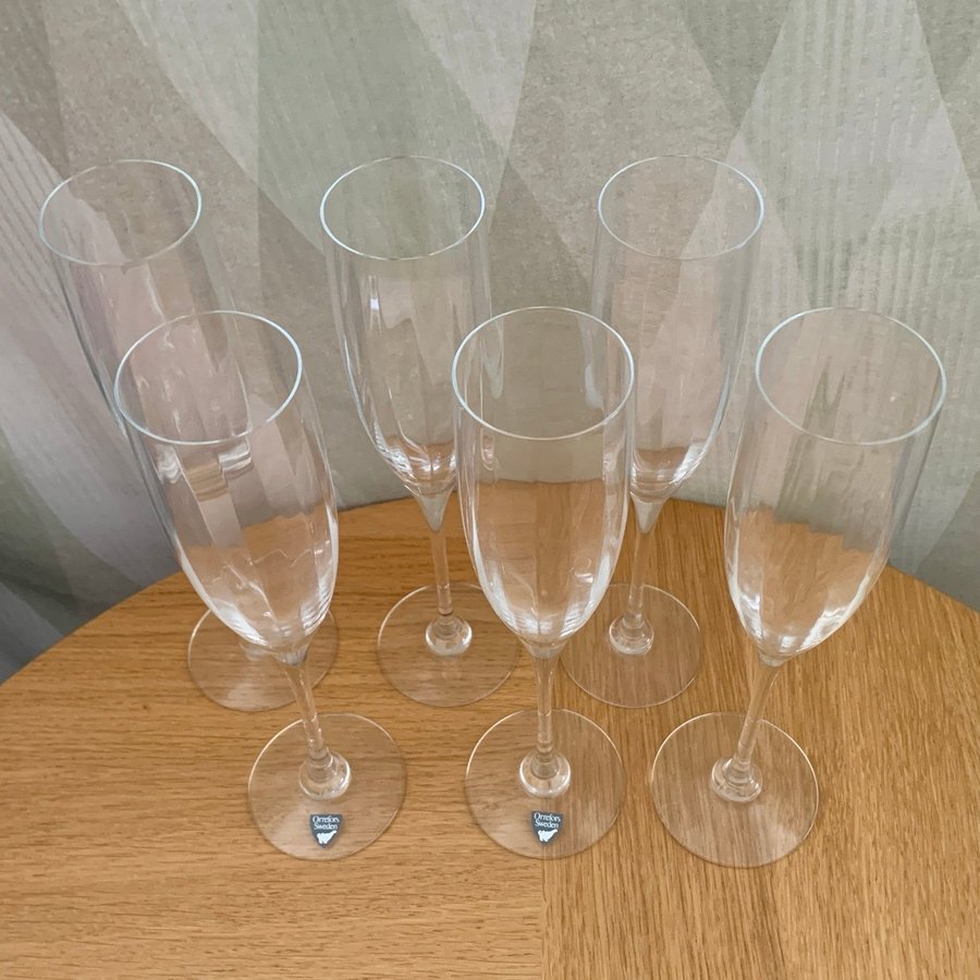 Optica Symphony 6 st Gunnar Cyrén champagneglas Orrefors vintage FINT SKICK glas