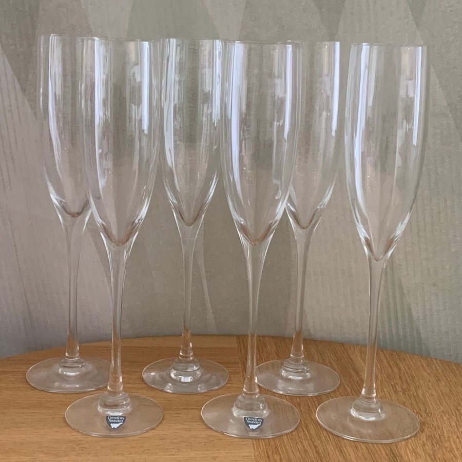 Optica Symphony 6 st Gunnar Cyrén champagneglas Orrefors vintage FINT SKICK glas