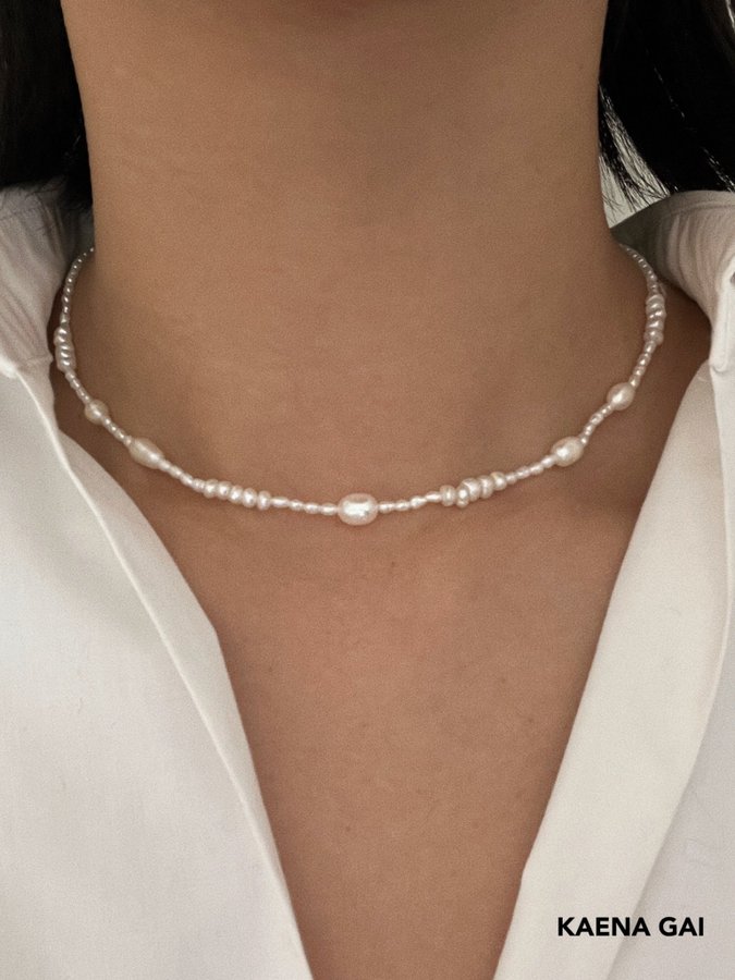 Sötvattenspärlor handgjorda halsband choker