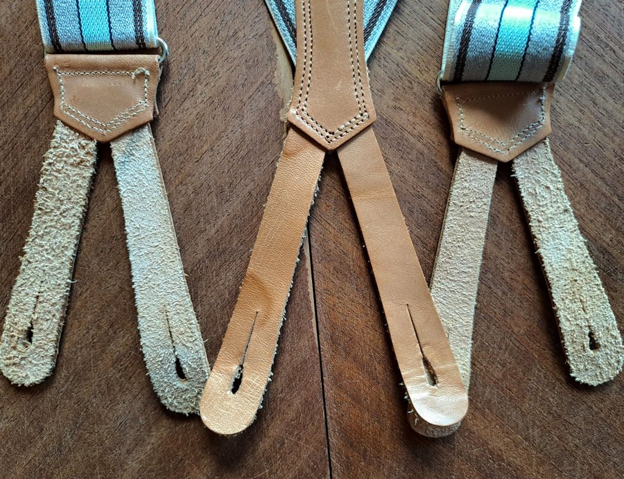 SEMI-ANTIK 50-TAL 60-TAL Hängslen suspenders braces läderstroppar art deco