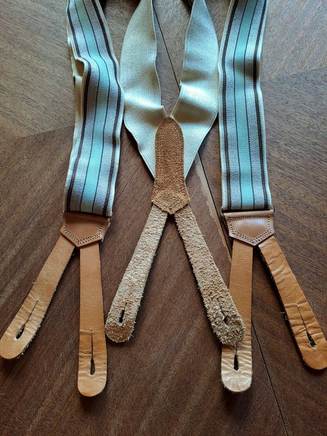 SEMI-ANTIK 50-TAL 60-TAL Hängslen suspenders braces läderstroppar art deco