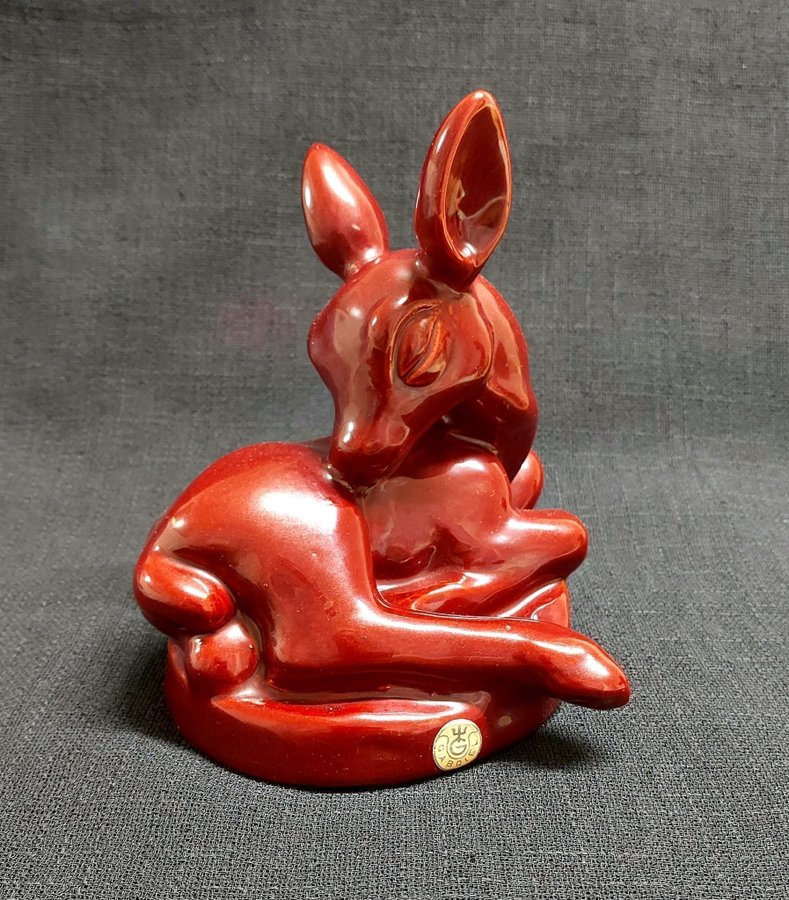 Gabriel Rådjur figurin keramik glaserat lergods skulptur 1950-talet Swede