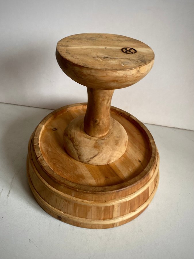 Skål trä fat skål retro Handmade vintage wooden pedestal bowl fruktskål 1900tal