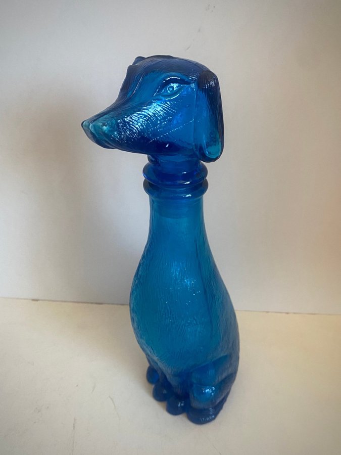 3 st karaffer glas Karaff bl a Empoli Genie dog Bottle vintage Rare 60s retro