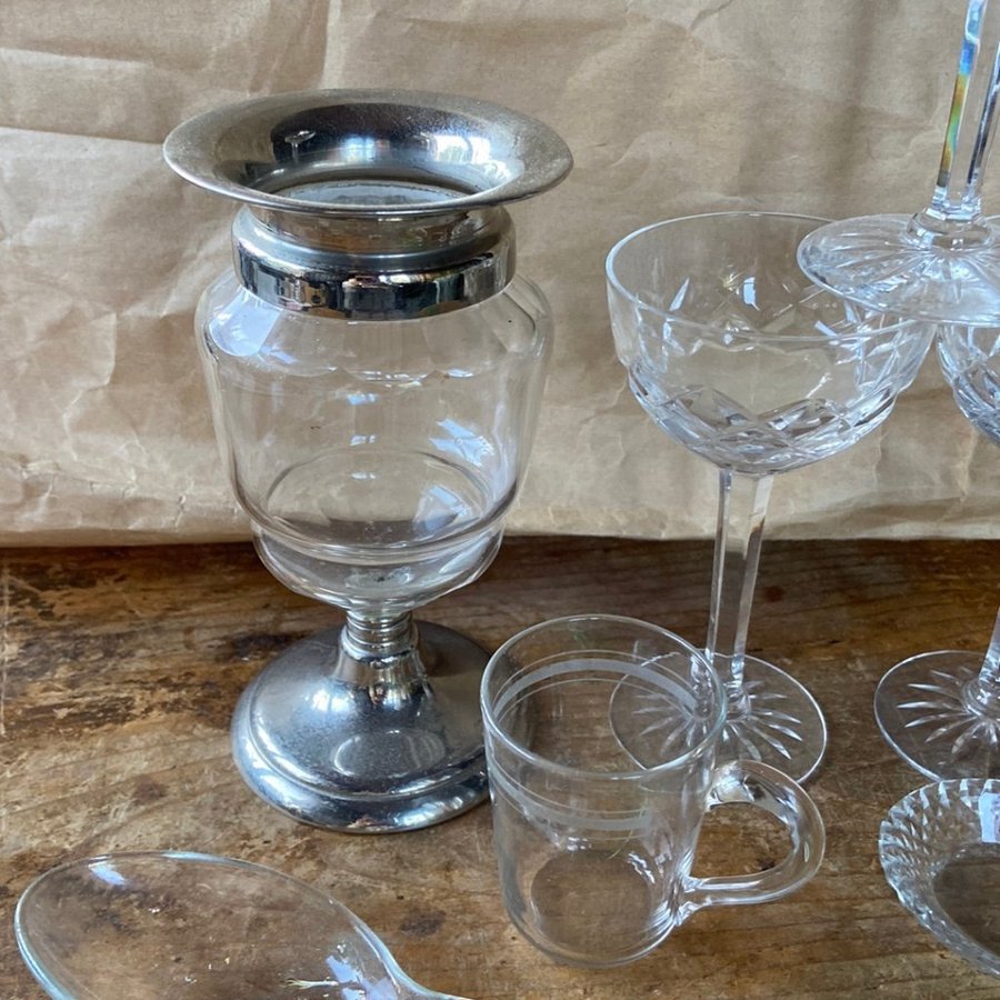 LOT glas saker av glas Rydbergskopp Glas Kosta Boda Bror? 3 st vas LÄS