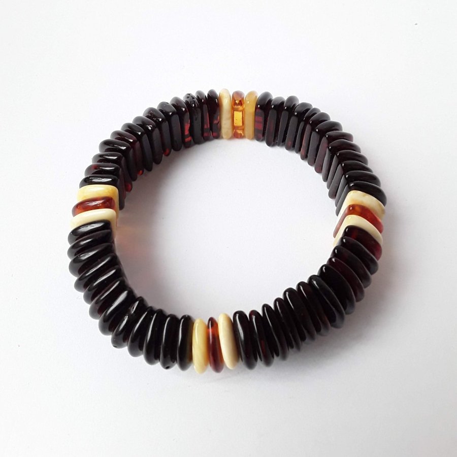 Baltic amber bracelet Stretchy brown gemstone bracelet Handcrafted amber jewelry