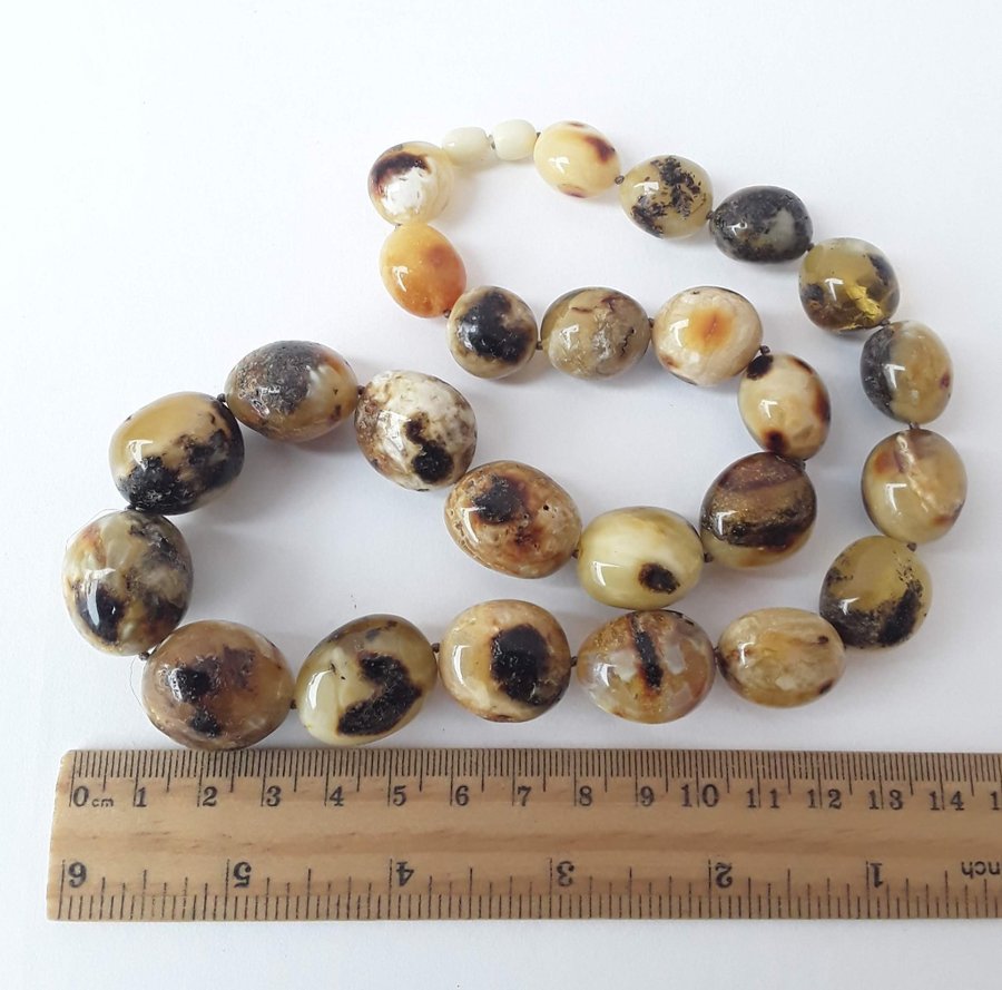 Round multicolor Baltic amber beads necklace chunky gemstone necklace for women