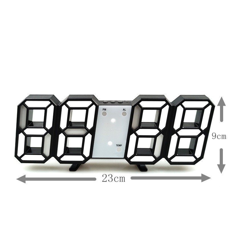 Bordsklocka digital LED 3D lysande (Vit)