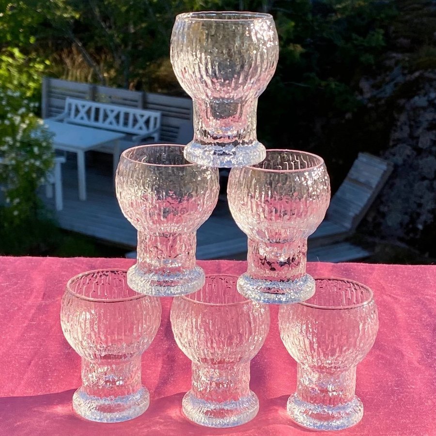 6 Iittala snaps/shot/likörglas - Kekkerit/Timo Sarpaneva - 7 cm höga