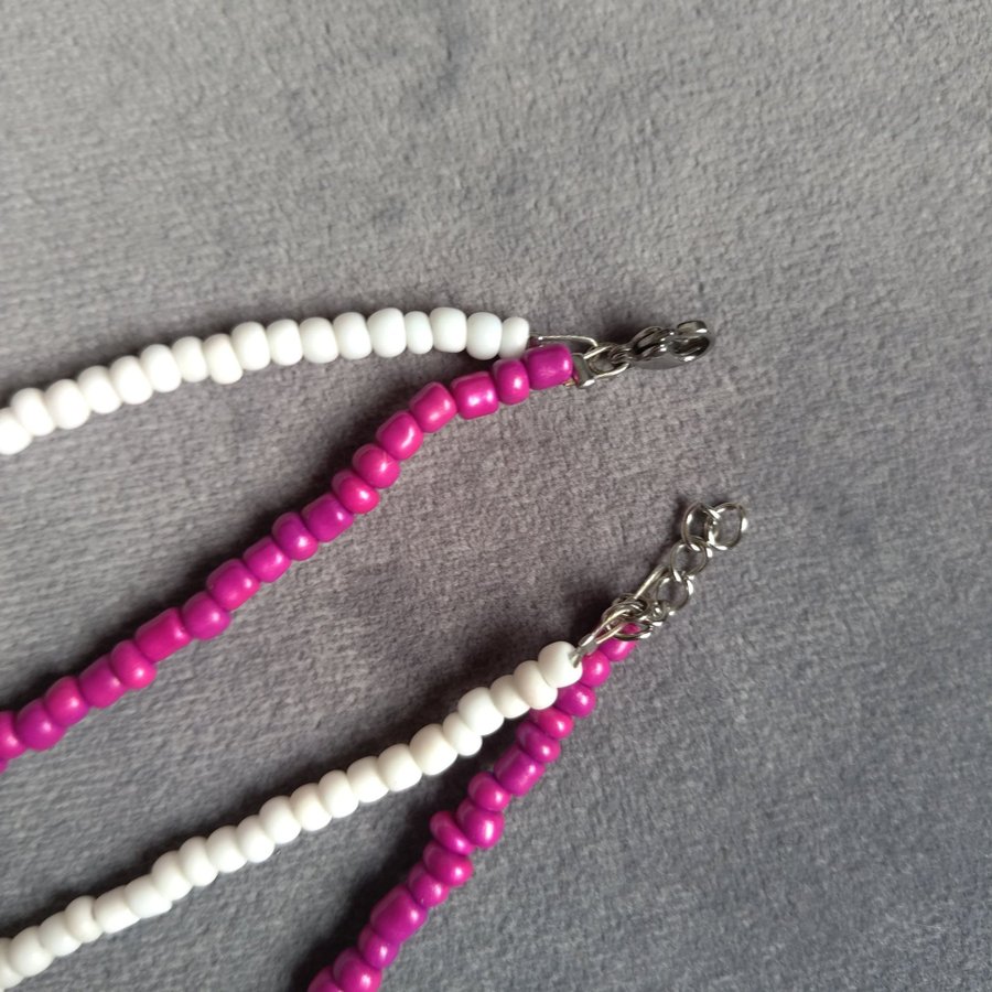 Handgjort halsband pärlhalsband rosa och vit
