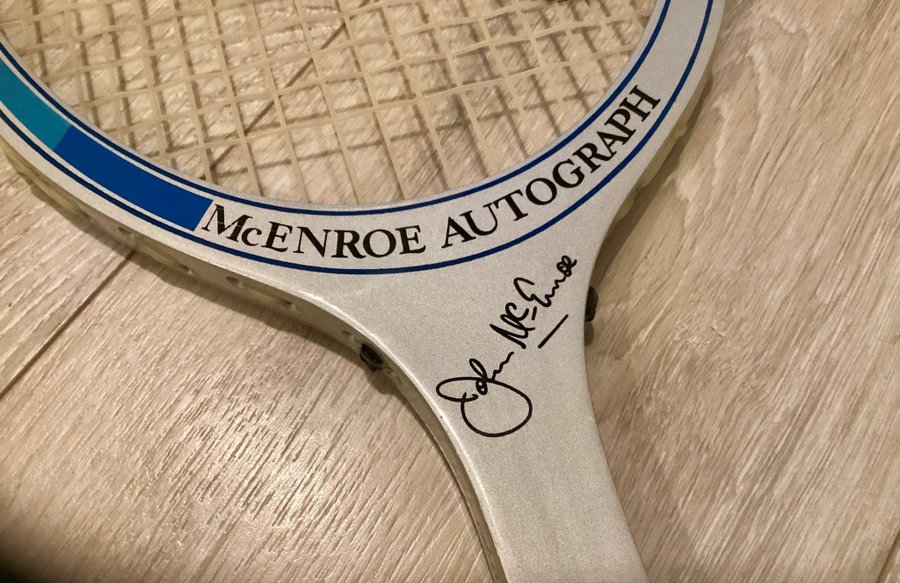 Tennisracket i trä Dunlop McEnroe autograph